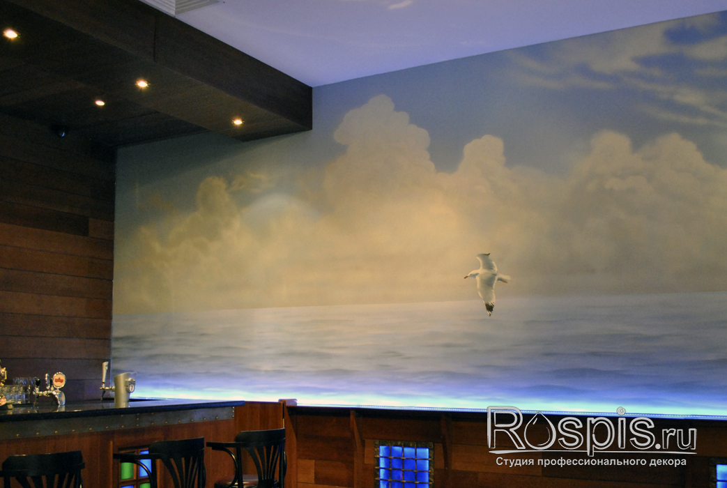 Роспись стен в ресторане Море Чайки