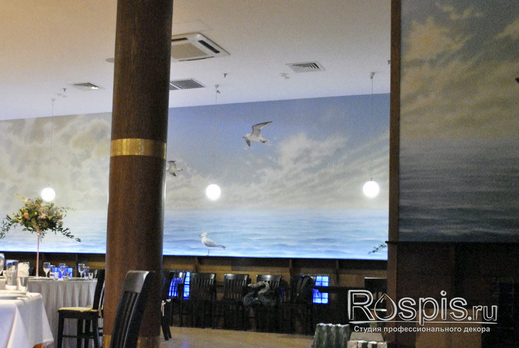 Роспись стен в ресторане Море Чайки